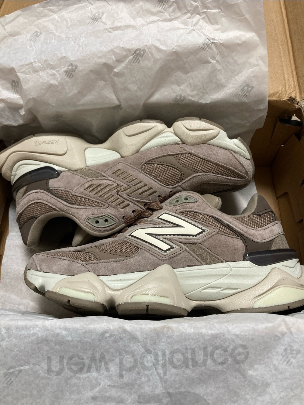 New Balance Men's Taupe Suede and Mesh Sneakers